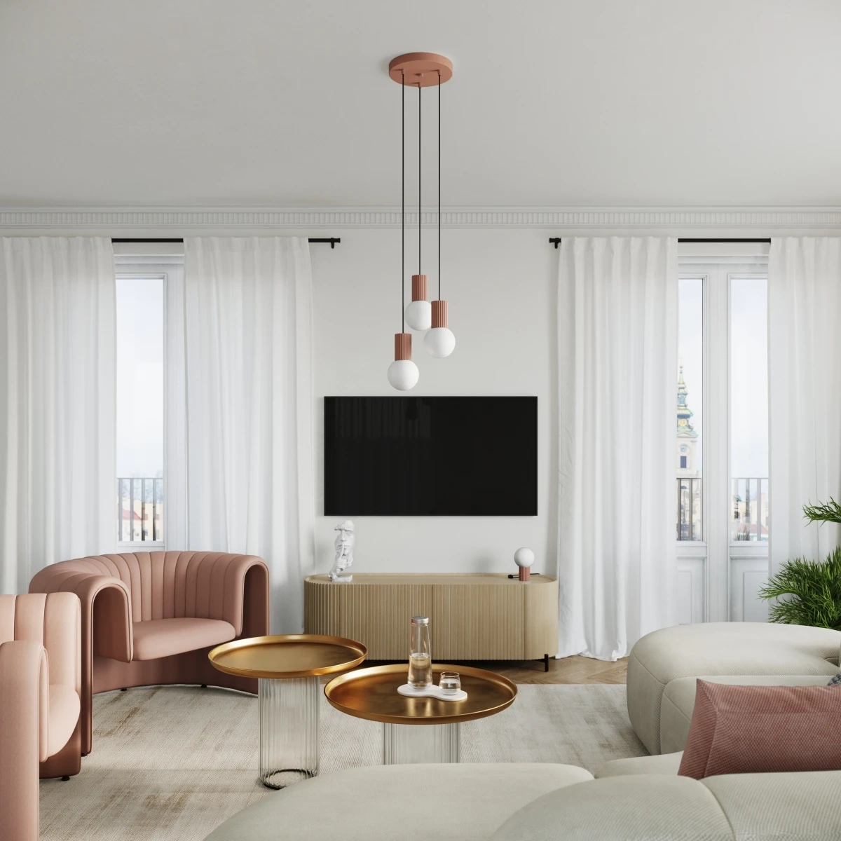 Pendant lamp HALO 3P mocha