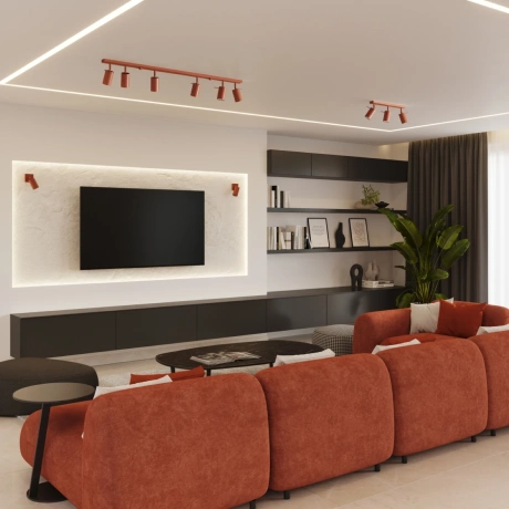 Ceiling lamp RING 4L red ochra