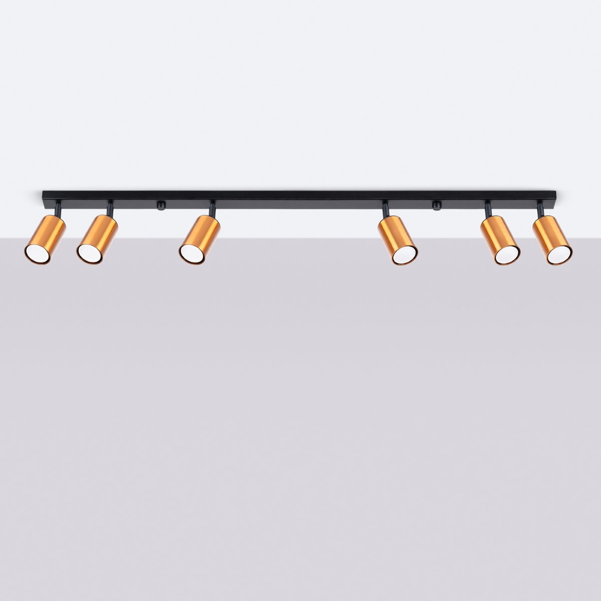 Ceiling lamp WINX 6L black/copper + 6x LED Bulb GU-10 4000K Cool White 7W 530lm