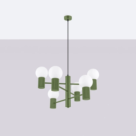 Chandelier HALO 6 olive green