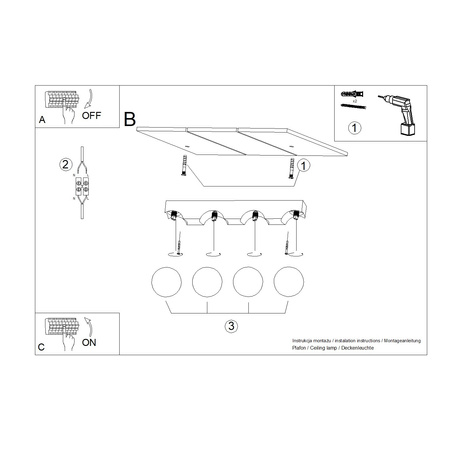 Ceiling lamp BULBO 4 natural wood