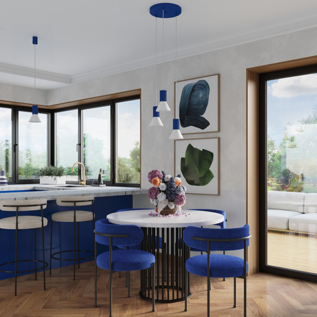 Pendant lamp ESTRIA 3P white/ultramarine