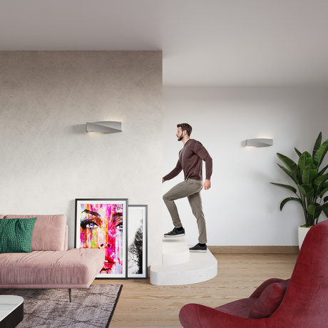 Wall ceramic lamp SIGMA grey + 1x LED Bulb E27 3000K Warm 7.5W 620lm