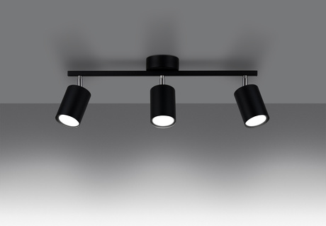 Ceiling lamp LEMMI 3 black with 3x LED light bulb GU-10 4000K Cool White 7W 530lm.