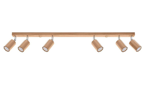 Ceiling lamp ZEKE 6 oak + 6x LED Bulb GU-10 3000K Warm 7W 620lm