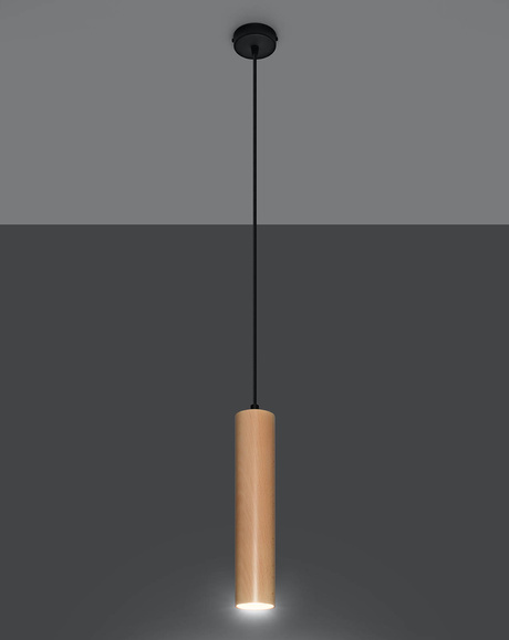 Pendant Lamp LINO 1 natural wood + 1x LED Bulb GU-10 4000K Cool White 7W 630lm