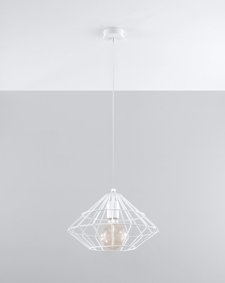 Hanging lamp UMBERTO white + 1x LED Bulb E27 3000K Warm 7.5W 620lm