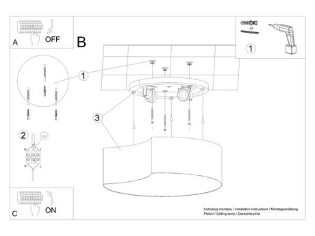 Ceiling lamp CIRCLE 1 white + 2x LED Bulb E27 3000K Warm 7.5W 620lm