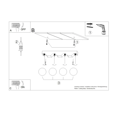 Ceiling lamp BULBO 4 natural wood