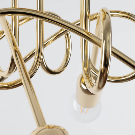 Chandelier SUPEŁ 5 in golden gloss + 5X LED Bulb E27 4000K Cool White 7.5W 690lm.