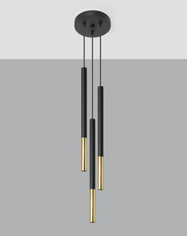 Pendant lamp MOZAICA 3P black/gold + 3x LED Bulb G9 3000K Warm 4.5W 510lm