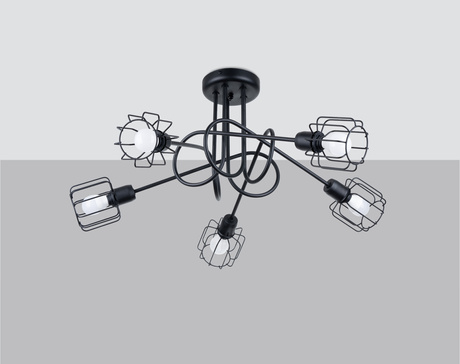 Chandelier BELUCI 5S black + 5x LED Bulb E14 4000K Cold 7.5W 680lm