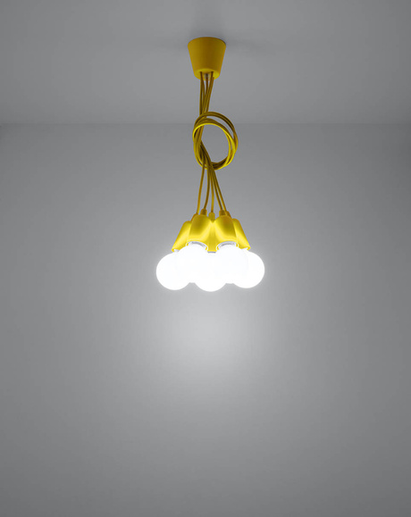 Hanging lamp DIEGO 5 yellow + 5x LED Bulb E27 3000K Warm 7.5W 620lm