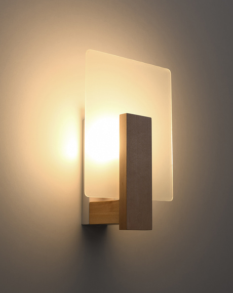 Wall lamp LAPPO natural wood + 1x LED bulb E14 3000K Warm 7.5W 620lm