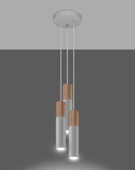 Hanging Lamp PABLO 3P in white + 3x LED Bulb GU-10 3000K Warm 7W 620lm