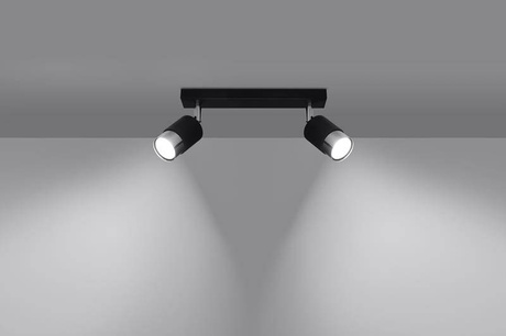 Ceiling lamp NERO 2 black/chrome + 2x LED Bulb GU-10 3000K Warm 7W 620lm