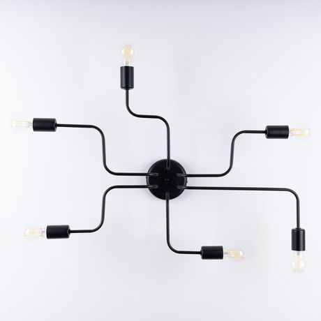 Chandelier VECTOR 6 black + 6X LED Bulb E27 3000K 7W 760lm