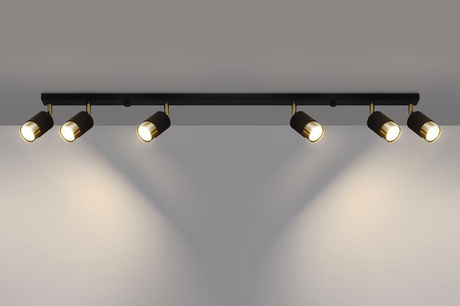 Ceiling lamp NERO 6 black/gold + 6x LED Bulb GU-10 4000K Cold 7W 630lm