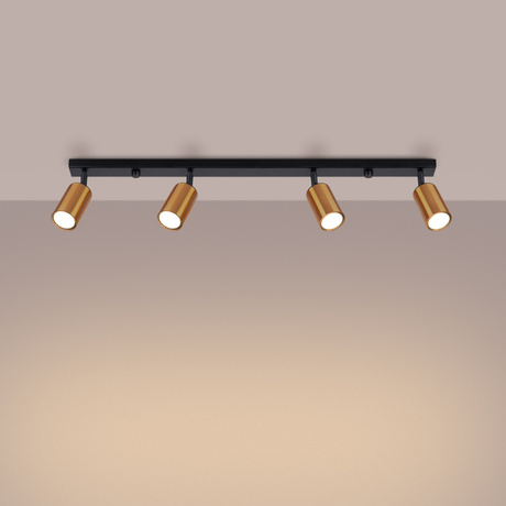 Ceiling lamp WINX 4L black/copper + 4x LED bulb GU-10 4000K Cool White 7W 530lm.