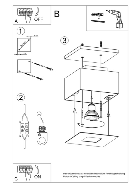 Ceiling lamp MONO 1 white + 1x LED Bulb GU-10 4000K Cool White 7W 630lm