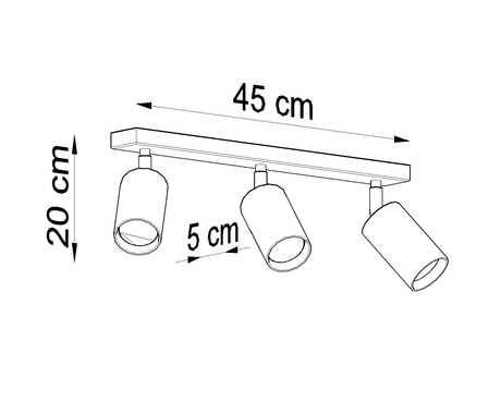 Ceiling lamp BERG 3 natural wood + 3x LED bulb GU-10 3000K Warm 7W 620lm