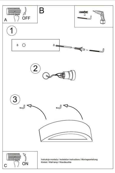 Wall lamp ceramic ATENA grey + 1x LED Bulb E27 3000K Warm 7.5W 620lm
