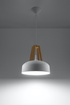 Ceiling hanging lamp CASCO white/natural wood + 1x LED Bulb E27 3000K Warm 7.5W 620lm