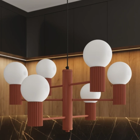 Chandelier HALO 6 red ochra