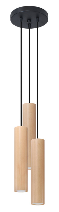 Ceiling Lamp LINO 3P natural wood + 3x LED Bulb GU-10 3000K Warm 7W 620lm