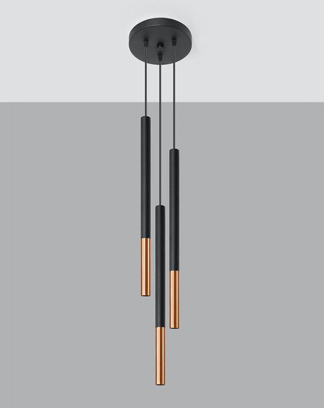 Pendant lamp MOZAICA 3P black/copper + 3x LED Bulb G9 3000K Warm 4.5W 510lm