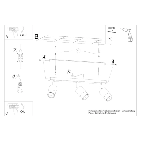 Ceiling lamp NERO 3 black/golden