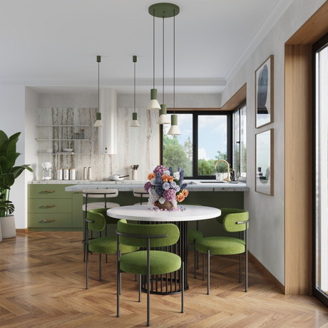 Pendant lamp ESTRIA 3P beige/olive green