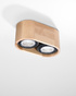 Ceiling lamp BASIC 2 in natural wood + 2x LED bulb GU10 AR111 3000K WARM 12W 800lm