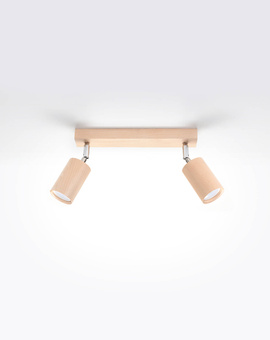 Ceiling lamp BERG 2 natural wood + 2x LED bulb GU-10 3000K Warm 7W 620lm