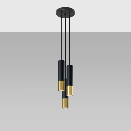 Pendant lamp LOOPEZ 3P black/golden