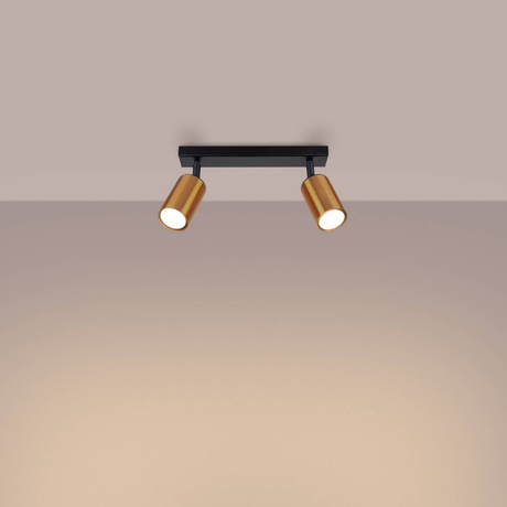 Ceiling lamp WINX 2 black/copper + 2x LED Bulb GU-10 3000K Warm 7W 510lm