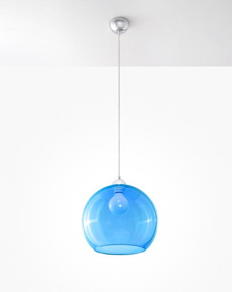 Hanging lamp BALL blue + 1x LED bulb E27 3000K Warm 7.5W 620lm