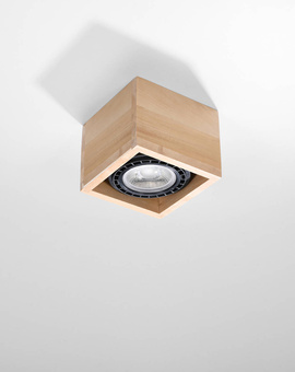 Ceiling lamp QUATRO 1 natural wood + 1x LED Bulb GU10 AR111 4000K COOL 12W 850lm