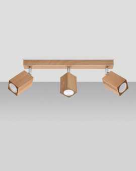 Ceiling lamp KEKE in oak color + 3x LED Bulb GU-10 4000K Cool White 7W 630lm