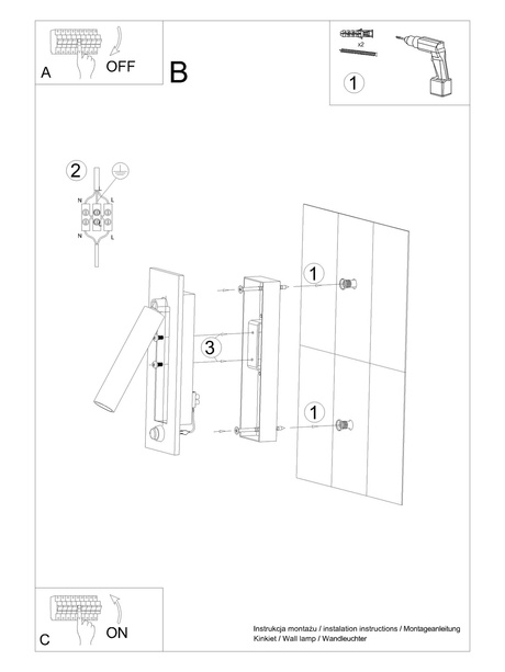 Wall lamp ENIF black + 1x LED Bulb G9 3000K Warm 4.5W 510lm