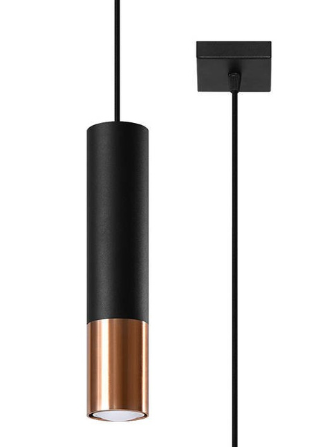 Hanging Lamp LOOPEZ 1 black/copper + 1x LED Bulb GU-10 4000K Cool White 7W 630lm