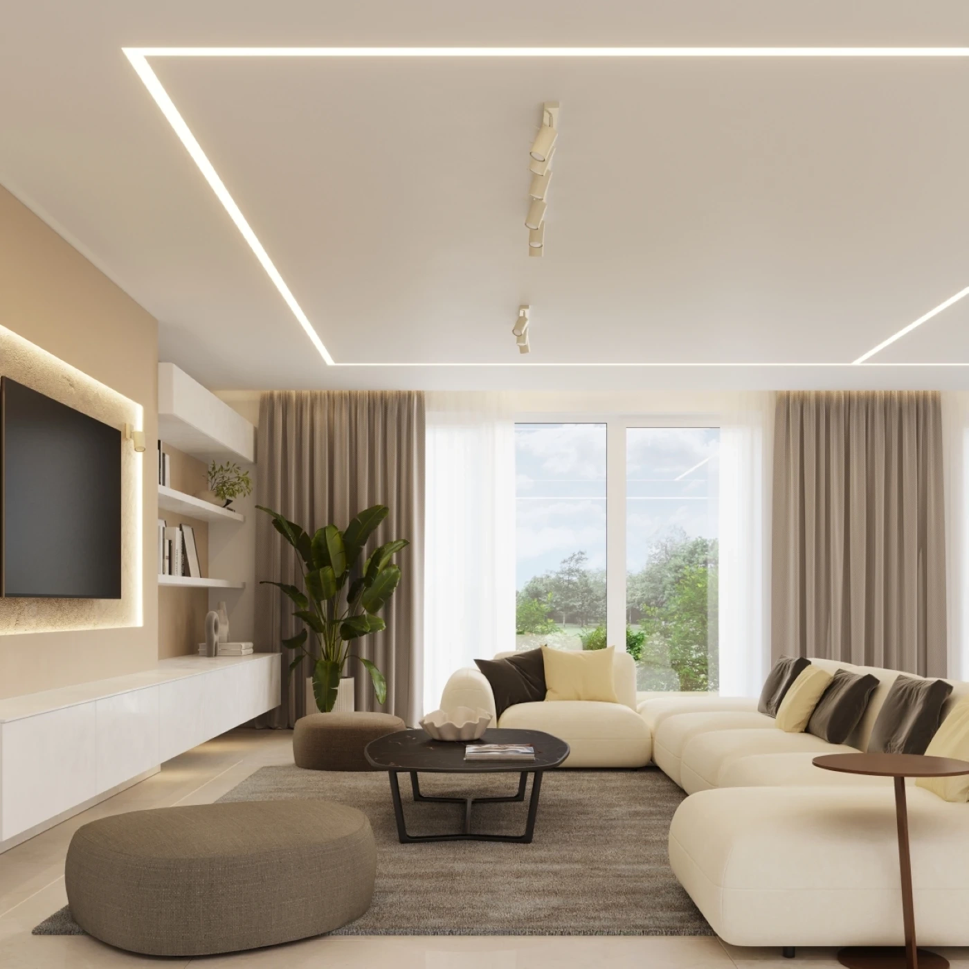 Ceiling lamp RING 2 beige