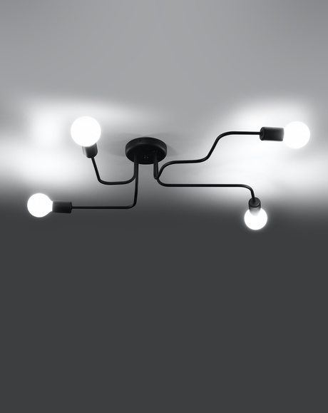 Chandelier VECTOR 4 black + 4x LED Bulb E27 3000K Warm 7.5W 620lm