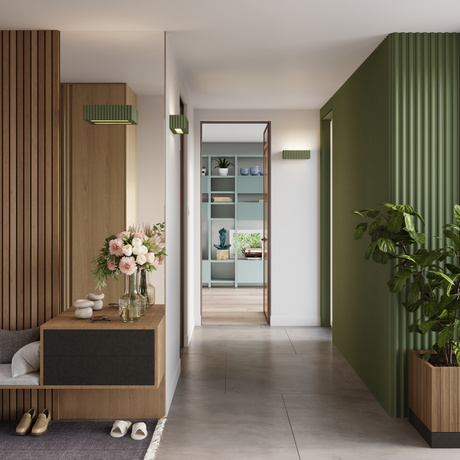 Wall lamp ceramic RIGATA olive green