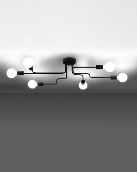 Chandelier VECTOR 6 black + 6x LED Bulb E27 4000K Cool White 7.5W 650lm