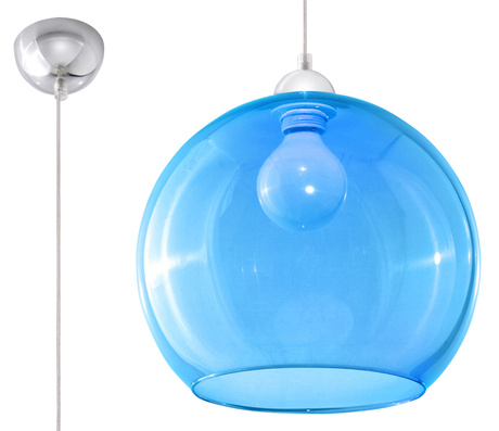 Pendant lamp BALL blue + 1x LED Bulb E27 4000K Cool White 7.5W 650lm