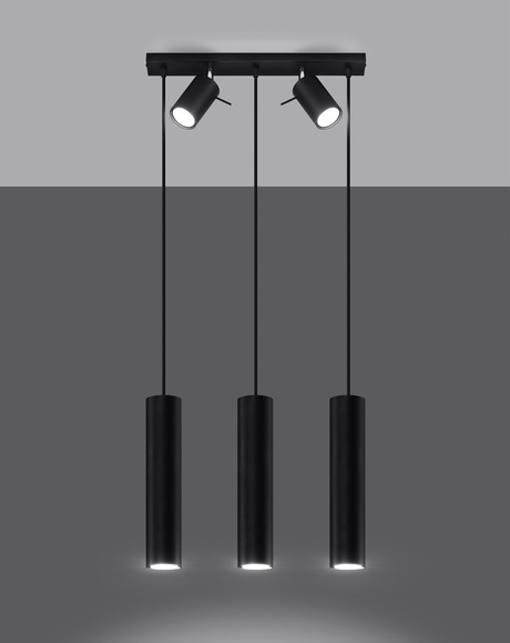 Hanging lamp RING 3 black + 5x LED Bulb GU-10 3000K Warm White 7W 620lm