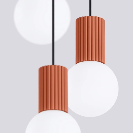 Pendant lamp HALO 3P red ochra