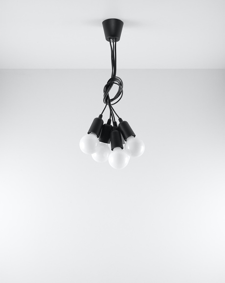 Ceiling pendant lamp DIEGO 5 black + 5x LED Bulb E27 4000K Cold White 7.5W 650lm