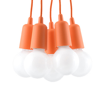 Hanging lamp DIEGO 5 in orange + 5x LED Bulb E27 4000K Cool White 7.5W 650lm